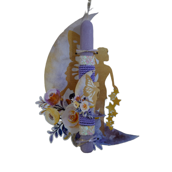 Χειροποίητη Αρωματική Λαμπάδα Νεράιδα Με Ξύλινη Βάση που κρεμιέται ως διακοσμητικό Καδράκι (2023199)