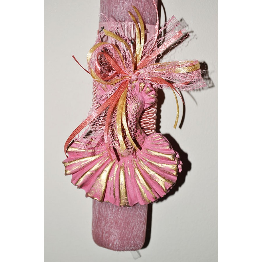Χειροποίητη Αρωματική Λαμπάδα Με Διακοσμητικό Κεραμικό Ροζ Φόρεμα (2023246)