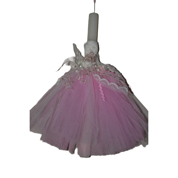 Χειροποίητη Αρωματική Λαμπάδα Με Διακοσμητικό Ροζ Φορεματάκι (2023327)