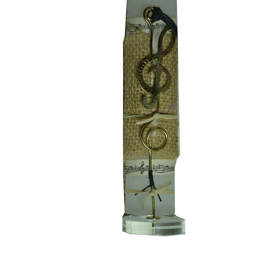 Χειροποίητη Αρωματική Λαμπάδα Με Ορειχάλκινο Διακοσμητικό Κλειδί του Σολ σε βάση plexiglass (2024132)