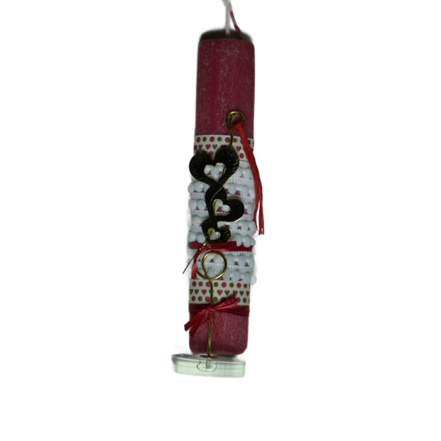 Χειροποίητη Αρωματική Λαμπάδα Με Ορειχάλκινο Διακοσμητικό Καρδιές σε βάση plexiglass (2024134)