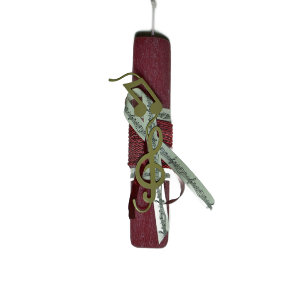 Χειροποίητη Αρωματική Λαμπάδα Με Ορειχάλκινο Διακοσμητικό Κλειδί του Σολ και Νότα (2024147)