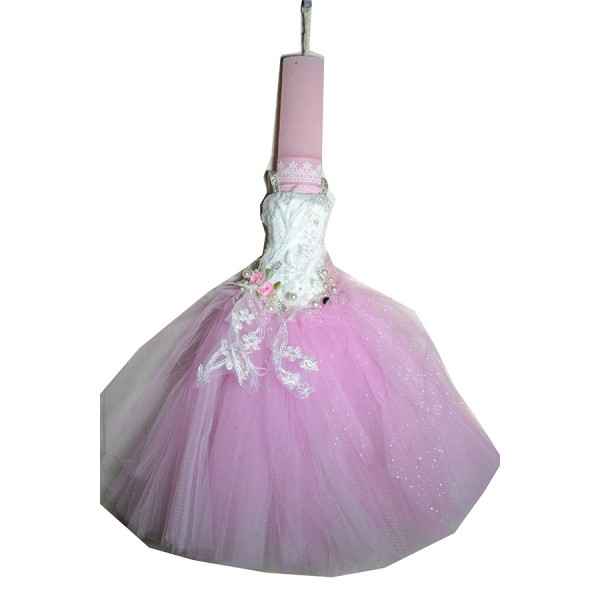 Χειροποίητη Αρωματική Λαμπάδα Με Διακοσμητικό Ροζ Φόρεμα (2024316)