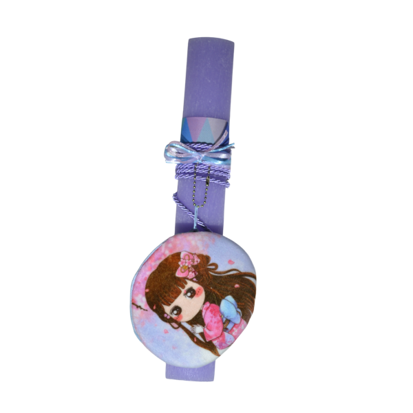 Χειροποίητη Αρωματική Λαμπάδα με Μωβ πορτοφολάκι (2026035)