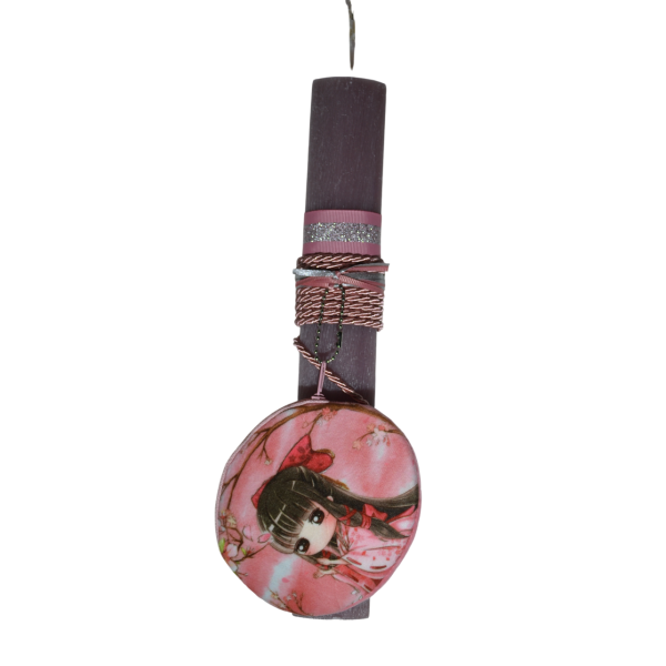 Χειροποίητη Αρωματική Λαμπάδα με Φούξια πορτοφολάκι (2026037)