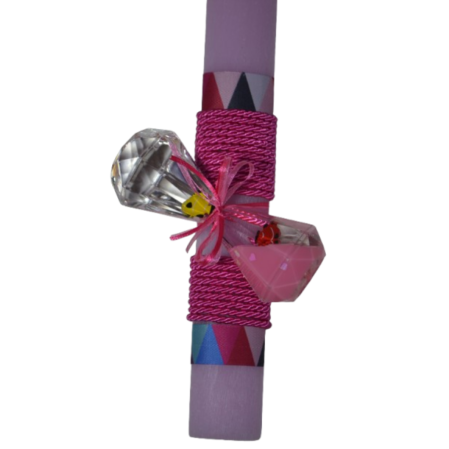 Χειροποίητη Αρωματική Λαμπάδα Με Διακοσμητική Κλεψύδρα Ροζ (2026064)