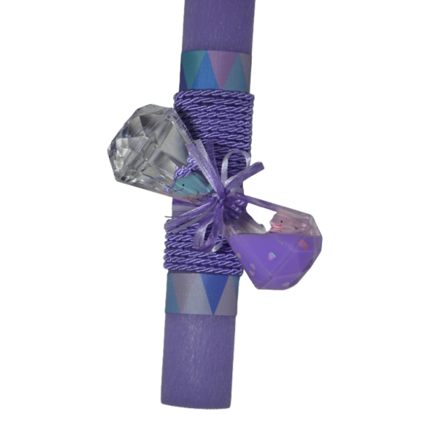 Χειροποίητη Αρωματική Λαμπάδα Με Διακοσμητική Κλεψύδρα Λιλά (2026065)