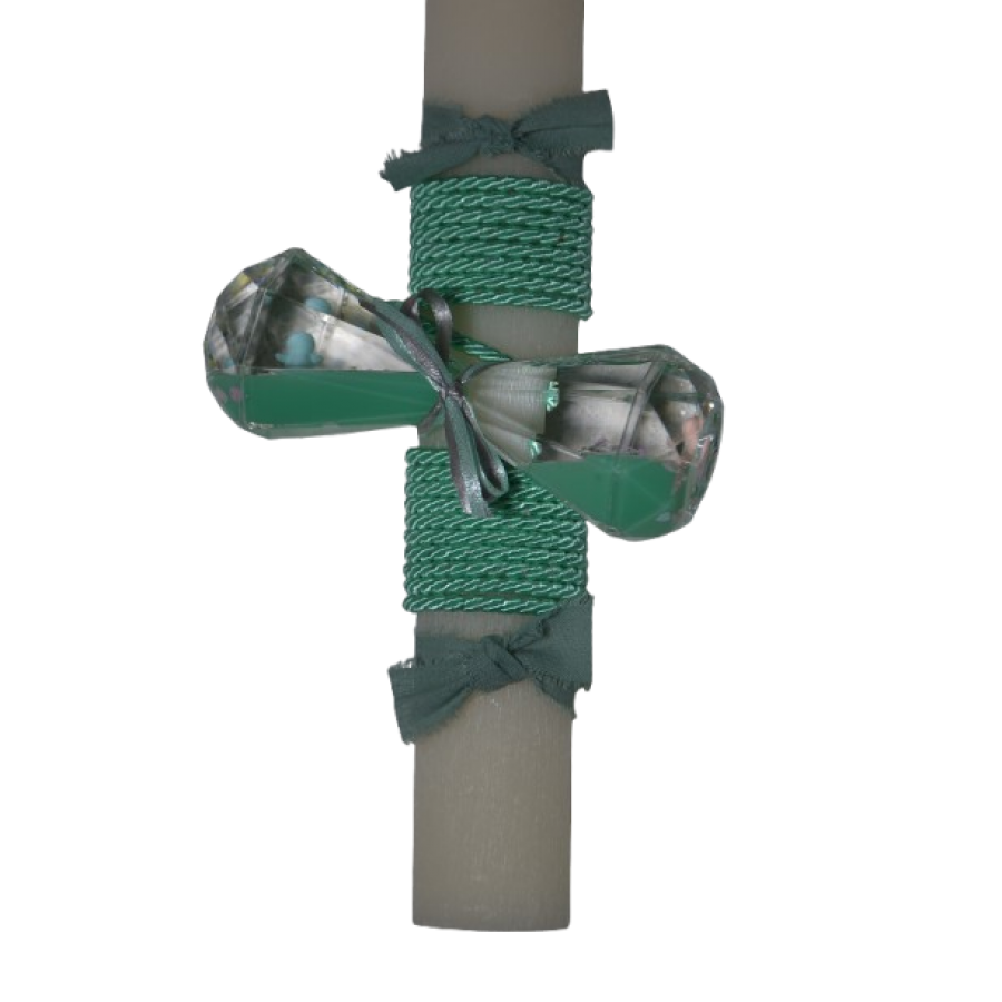 Χειροποίητη Αρωματική Λαμπάδα Με Διακοσμητική Κλεψύδρα Πράσινη (2026067)