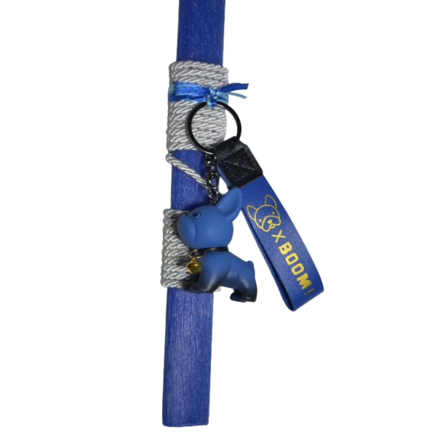 Χειροποίητη Αρωματική Λαμπάδα Με Μπρελόκ Bulldog Blue (2026068)