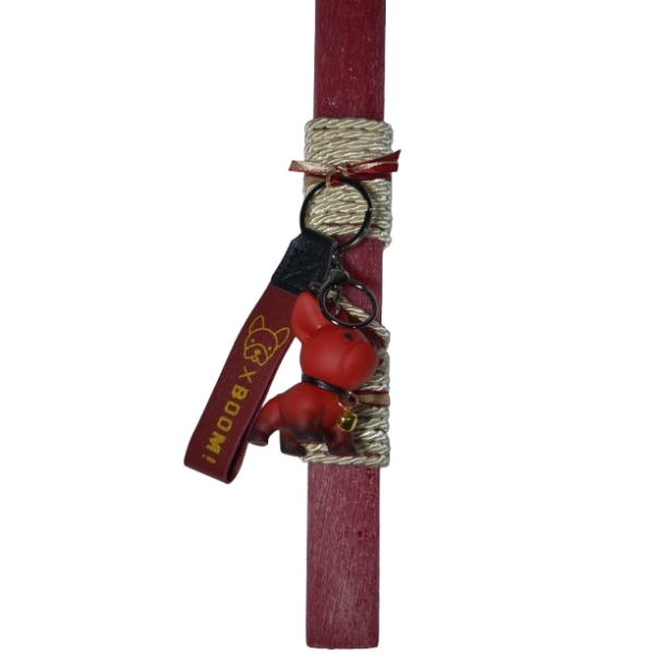 Χειροποίητη Αρωματική Λαμπάδα Με Μπρελόκ Bulldog Red (2026069)