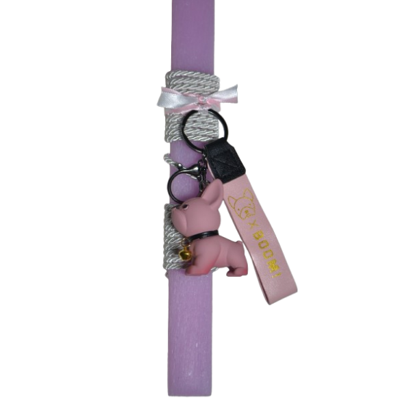 Χειροποίητη Αρωματική Λαμπάδα Με Μπρελόκ Bulldog Pink (2026070)