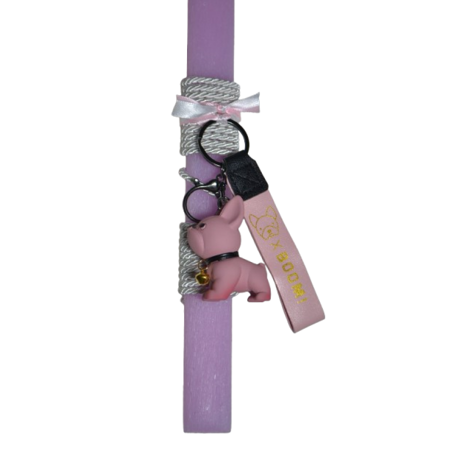 Χειροποίητη Αρωματική Λαμπάδα Με Μπρελόκ Bulldog Pink (2026070)