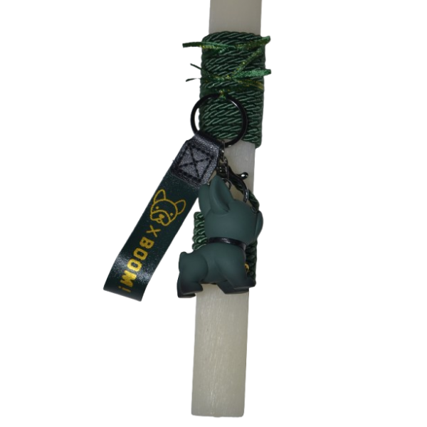 Χειροποίητη Αρωματική Λαμπάδα Με Μπρελόκ Bulldog Green (2026071)