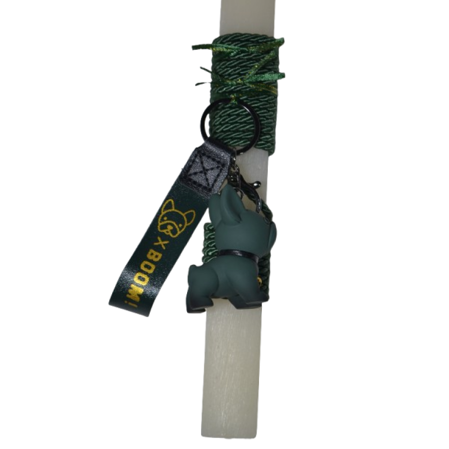 Χειροποίητη Αρωματική Λαμπάδα Με Μπρελόκ Bulldog Green (2026071)
