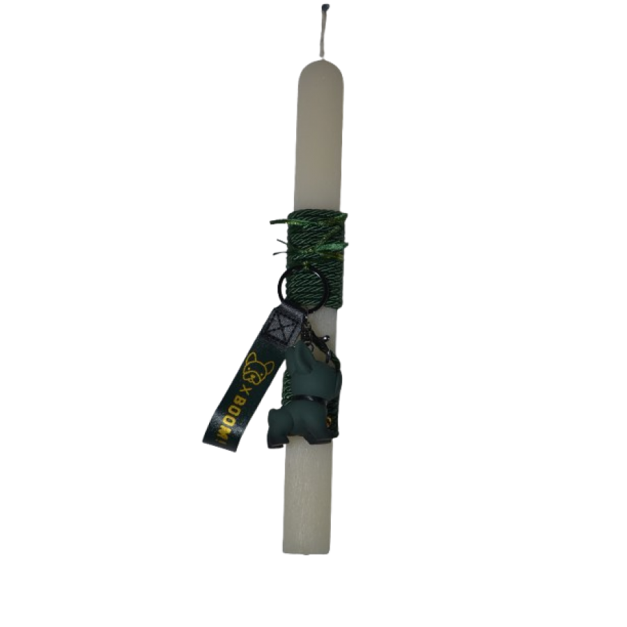 Χειροποίητη Αρωματική Λαμπάδα Με Μπρελόκ Bulldog Green (2026071)