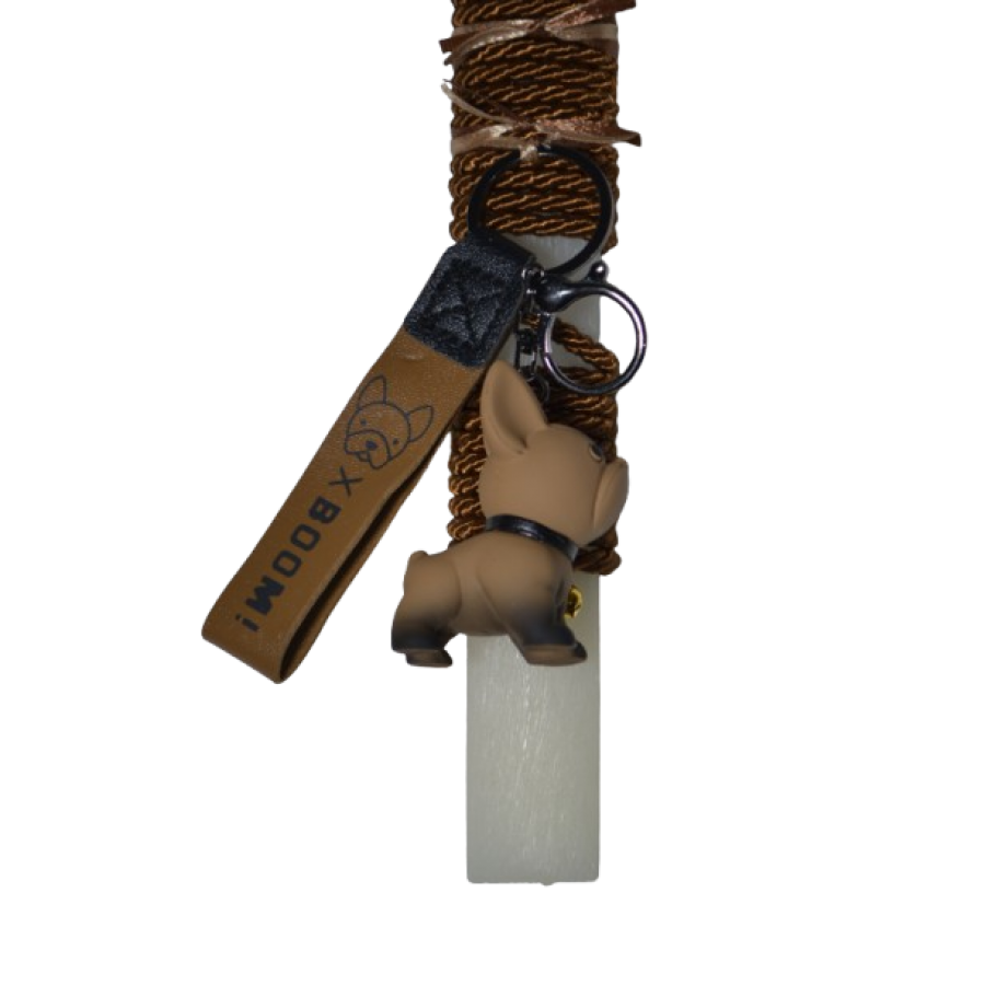 Χειροποίητη Αρωματική Λαμπάδα Με Μπρελόκ Bulldog Brown (2026072)