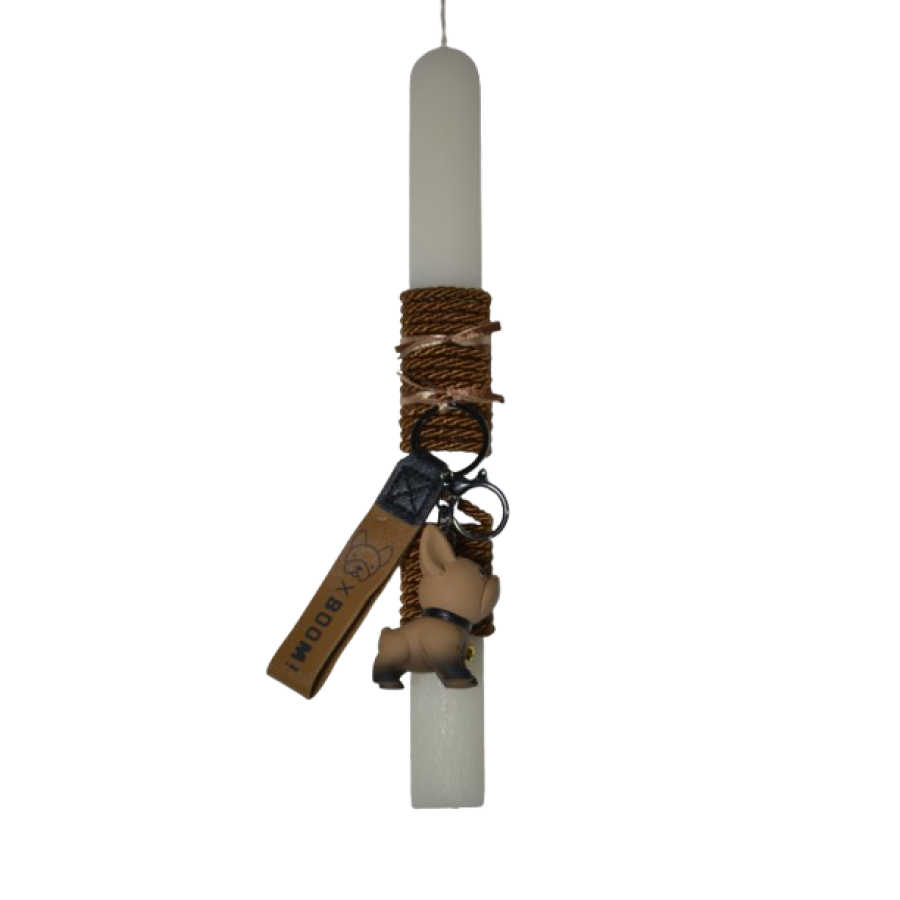 Χειροποίητη Αρωματική Λαμπάδα Με Μπρελόκ Bulldog Brown (2026072)