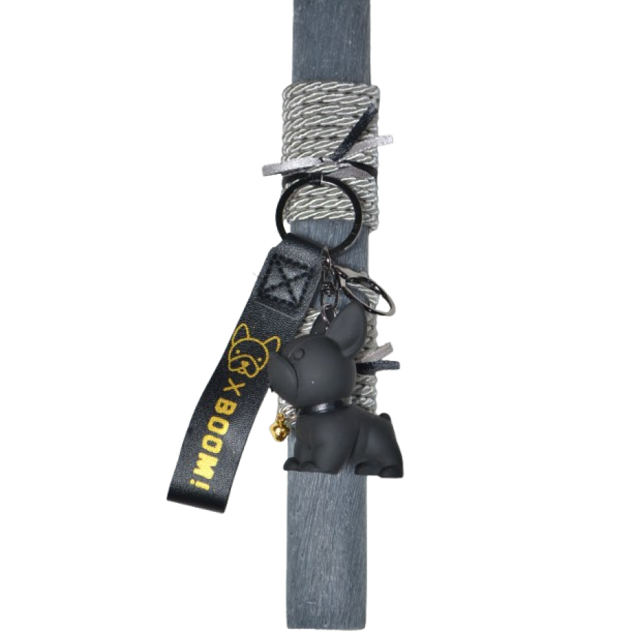 Χειροποίητη Αρωματική Λαμπάδα Με Μπρελόκ Bulldog Black (2026073)