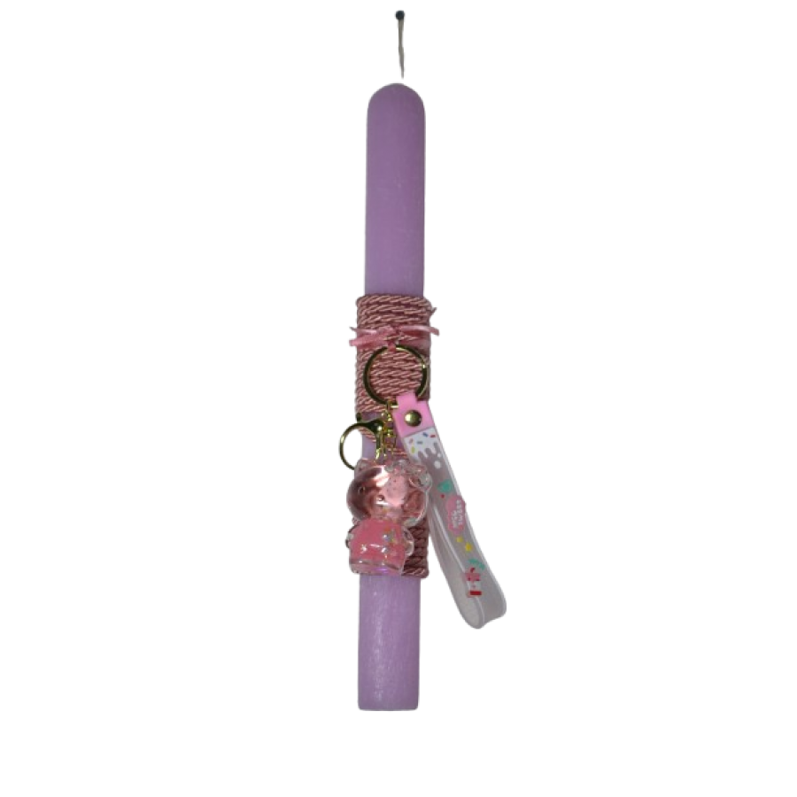 Χειροποίητη Αρωματική Λαμπάδα Με Μπρελόκ Bear Pink με Υγρό Στοιχείο (2026075)