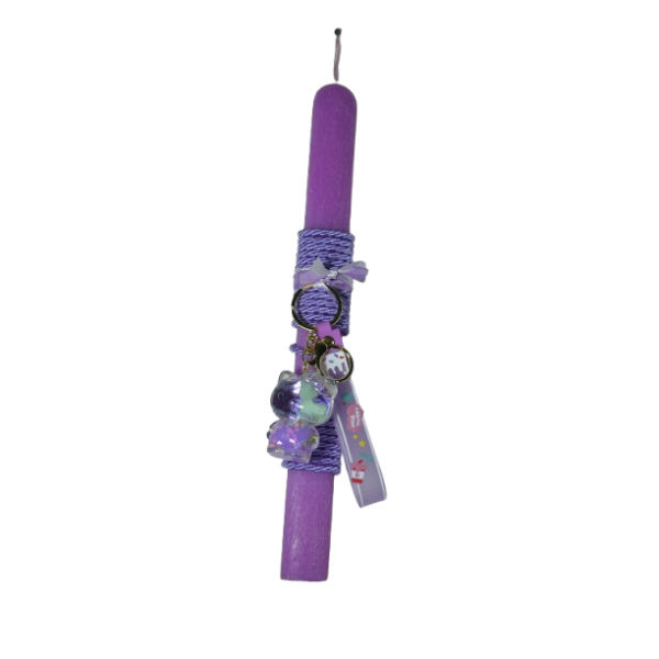 Χειροποίητη Αρωματική Λαμπάδα Με Μπρελόκ Bear Purple με Υγρό Στοιχείο (2026076)