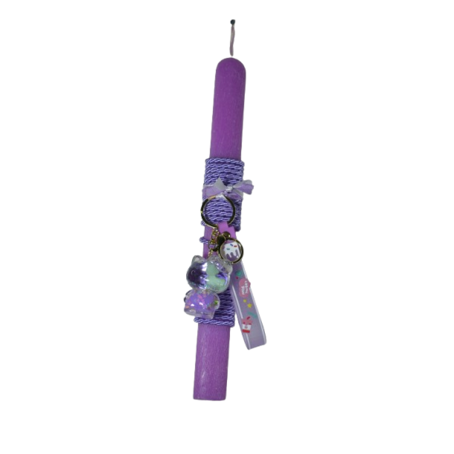 Χειροποίητη Αρωματική Λαμπάδα Με Μπρελόκ Bear Purple με Υγρό Στοιχείο (2026076)