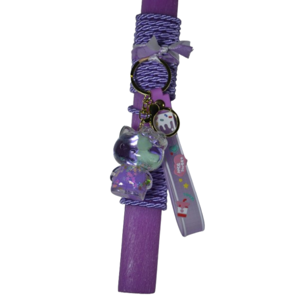 Χειροποίητη Αρωματική Λαμπάδα Με Μπρελόκ Bear Purple με Υγρό Στοιχείο (2026076)