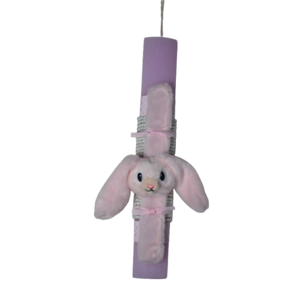 Χειροποίητη Αρωματική Λαμπάδα Με βραχιόλι Λούτρινο Κουνέλι Ροζ (2026078)