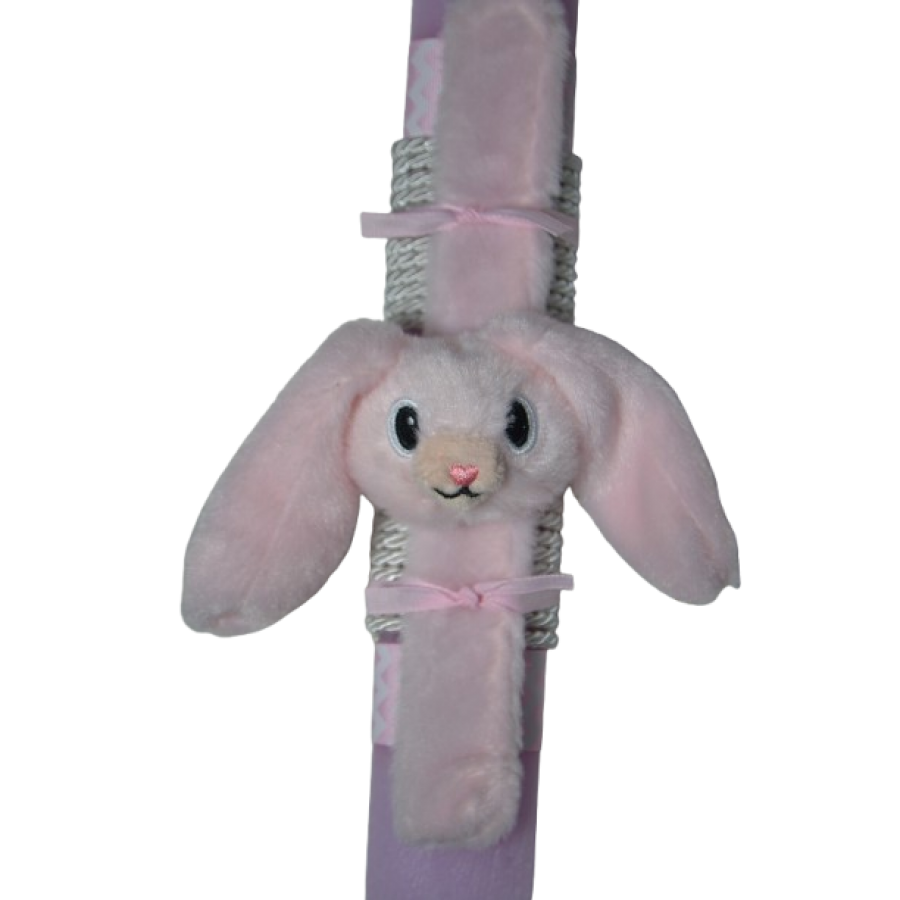 Χειροποίητη Αρωματική Λαμπάδα Με βραχιόλι Λούτρινο Κουνέλι Ροζ (2026078)