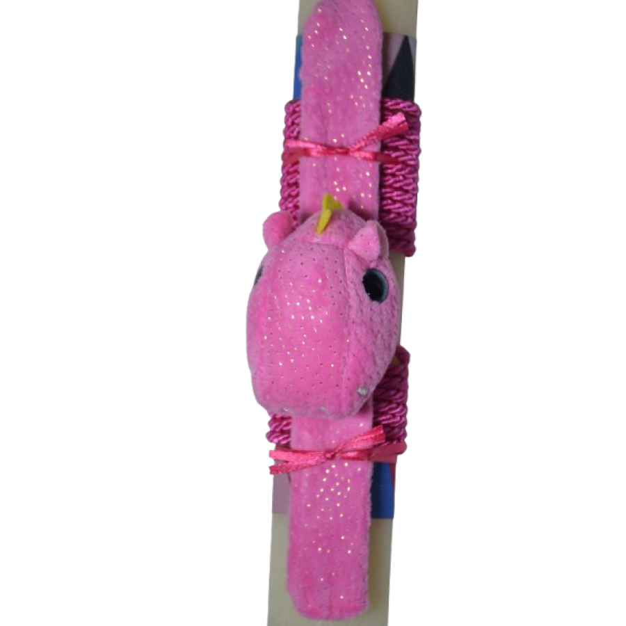 Χειροποίητη Αρωματική Λαμπάδα Με βραχιόλι Λούτρινο Φούξια Dino (2026083)