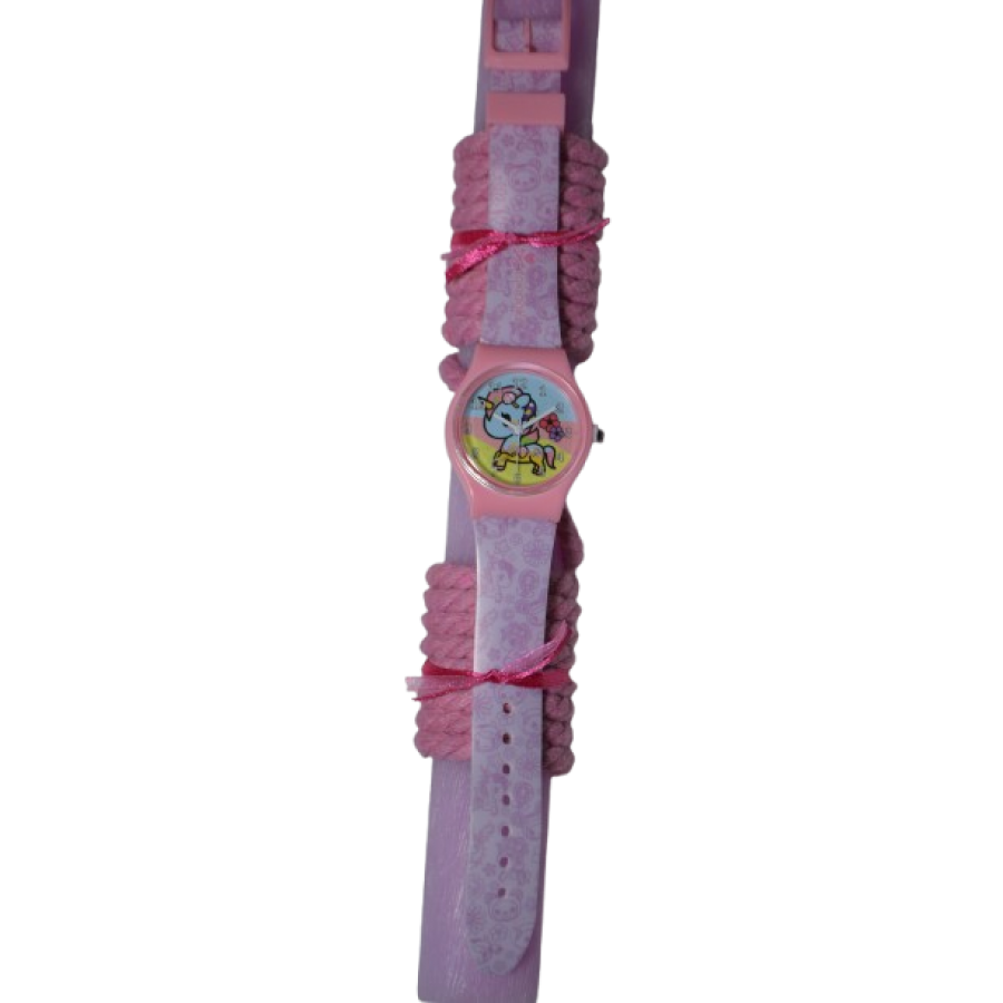 Χειροποίητη Αρωματική Λαμπάδα Με Παιδικό Ρολόι Ροζ Unicorn (2026091)