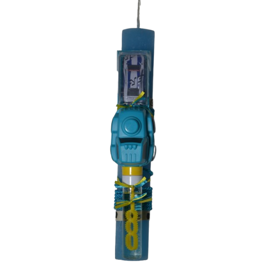 Χειροποίητη Αρωματική Λαμπάδα Με Σαπουνόφουσκα και Εκτοξευτήρας Αυτοκινήτου Μπλε (2026095)