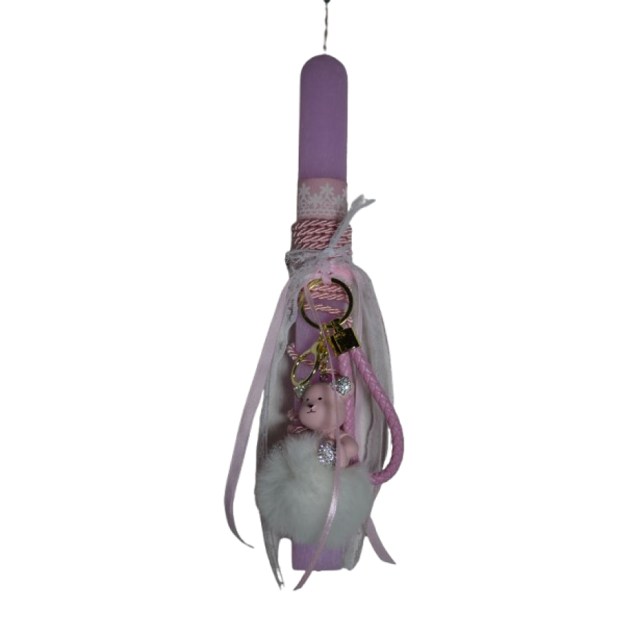 Χειροποίητη Αρωματική Λαμπάδα Με Μπρελόκ με Χνουδωτό Bear (2026108)