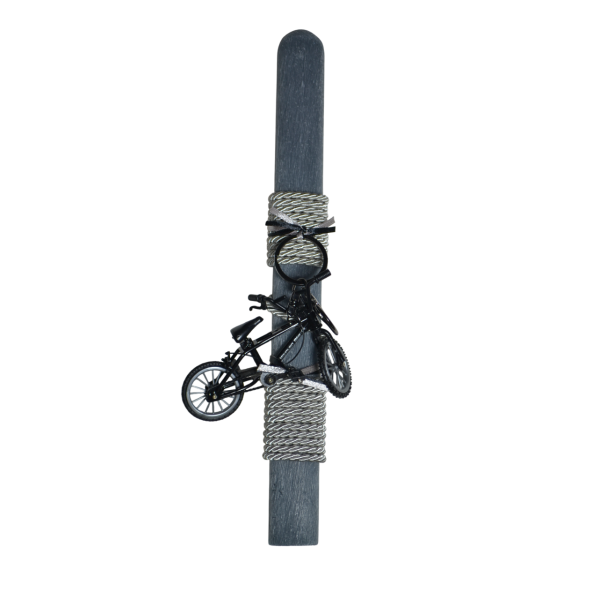 Χειροποίητη Αρωματική Λαμπάδα με Μπρελόκ Μαύρο Ποδήλατο (2026119)