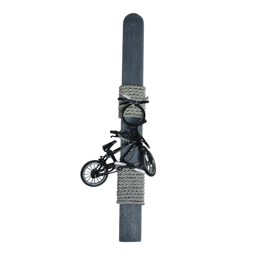 Χειροποίητη Αρωματική Λαμπάδα με Μπρελόκ Μαύρο Ποδήλατο (2026119)