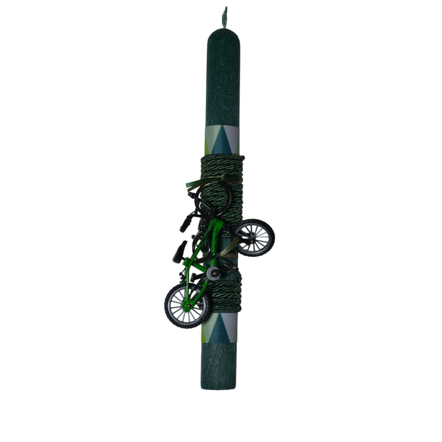 Χειροποίητη Αρωματική Λαμπάδα με Μπρελόκ Πράσινο Ποδήλατο (2026121)