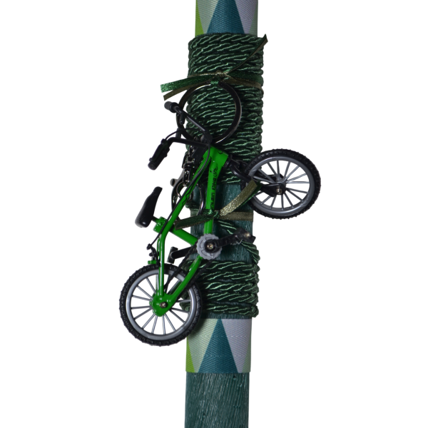 Χειροποίητη Αρωματική Λαμπάδα με Μπρελόκ Πράσινο Ποδήλατο (2026121)