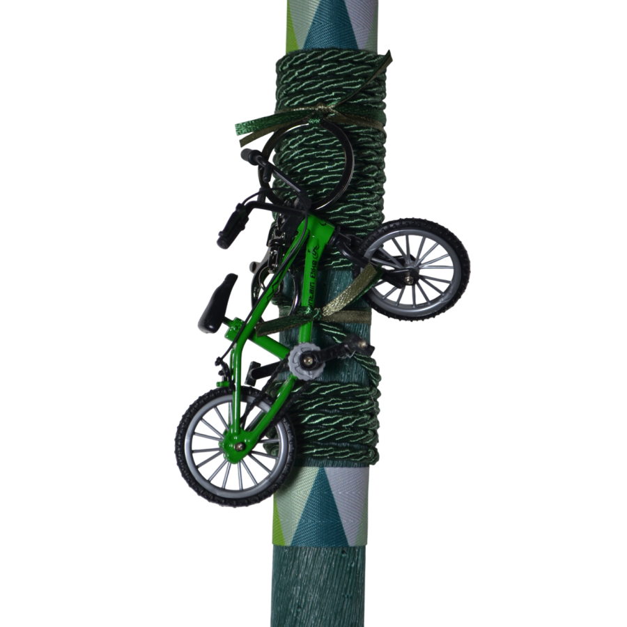 Χειροποίητη Αρωματική Λαμπάδα με Μπρελόκ Πράσινο Ποδήλατο (2026121)