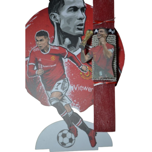 Χειροποίητη Αρωματική Λαμπάδα Με τον CR7  σε ξύλινη Διακοσμητική Βάση (2026148)