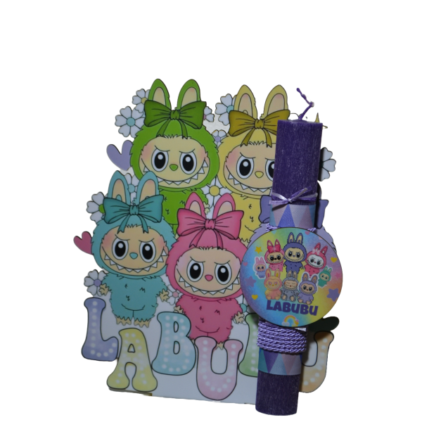 Χειροποίητη Αρωματική Λαμπάδα Με την onikuma οικογένεια σε ξύλινη Διακοσμητική Βάση (2026152)