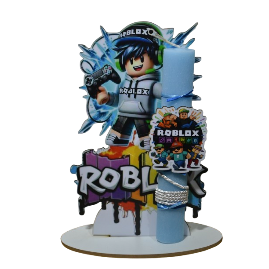 Χειροποίητη Αρωματική Λαμπάδα Με  μορφή Gamer σε ξύλινη Διακοσμητική Βάση (2026160)