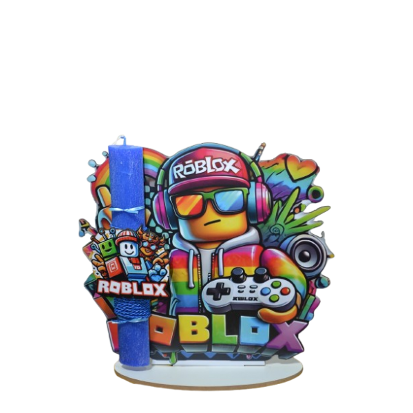 Χειροποίητη Αρωματική Λαμπάδα Με  μορφή dj  σε ξύλινη Διακοσμητική Βάση (2026161)