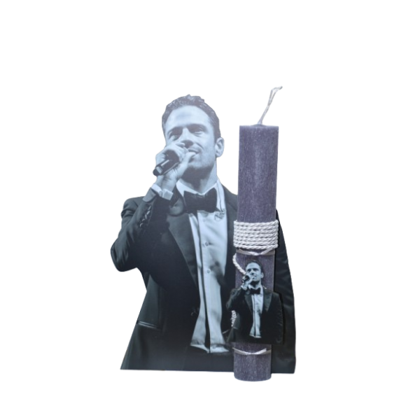 Χειροποίητη Αρωματική Λαμπάδα Με τον Διάσημο Τραγουδιστή σε Διακοσμητική Βάση (2026162)