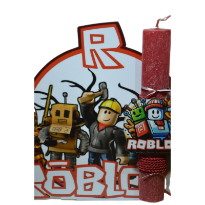 Χειροποίητη Αρωματική Λαμπάδα Με  μορφή κόκκινης ομάδας rob  σε ξύλινη Διακοσμητική Βάση (2026163)