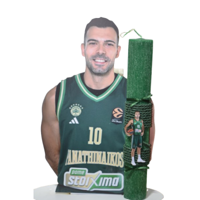 Χειροποίητη Αρωματική Λαμπάδα Με τον Πράσινο Ηγέτη  σε ξύλινη Διακοσμητική Βάση (2026167)