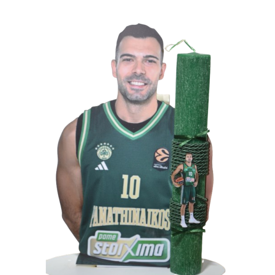 Χειροποίητη Αρωματική Λαμπάδα Με τον Πράσινο Ηγέτη  σε ξύλινη Διακοσμητική Βάση (2026167)