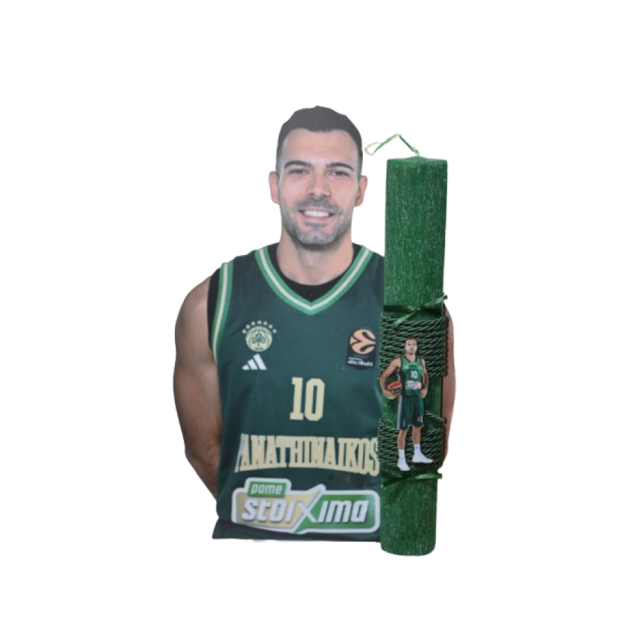 Χειροποίητη Αρωματική Λαμπάδα Με τον Πράσινο Ηγέτη  σε ξύλινη Διακοσμητική Βάση (2026167)