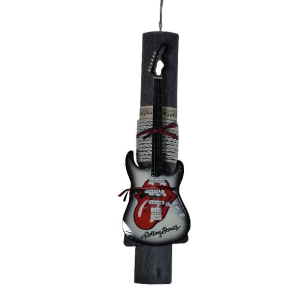 Χειροποίητη Αρωματική Λαμπάδα Με Κόκκινη Διακοσμητική Κιθάρα Rolling Stones (2026171)