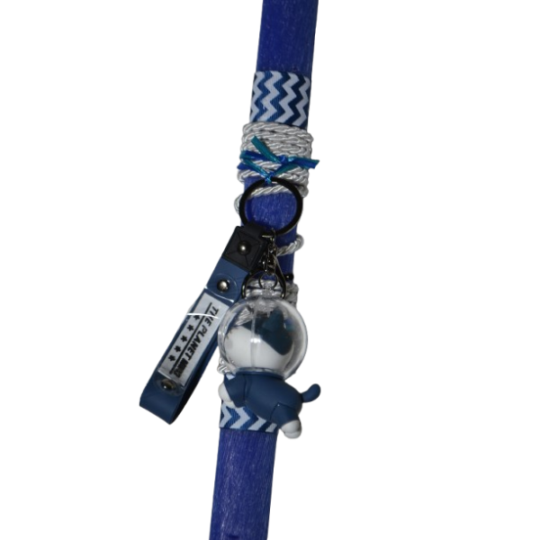 Χειροποίητη Αρωματική Λαμπάδα Με Μπρελόκ Γατούλα Μπλε (2026192)