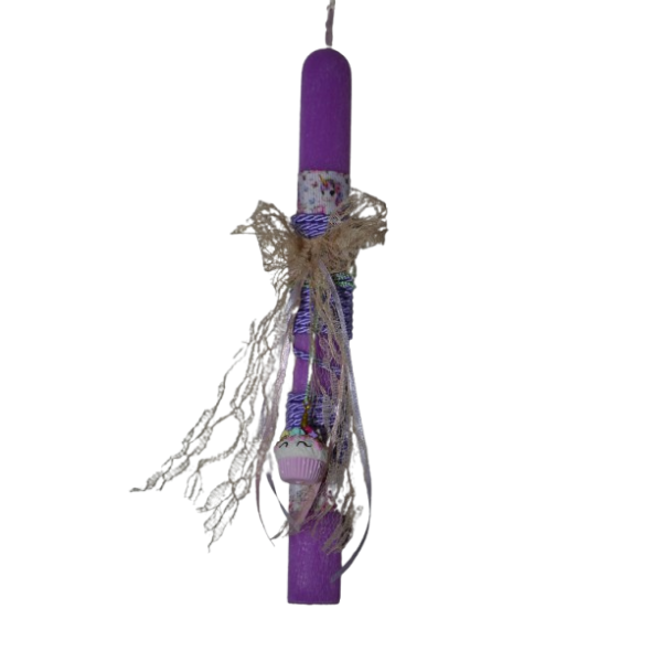 Χειροποίητη Αρωματική Λαμπάδα Κολιέ με στοιχείο Ταρτάκι μωβ (2026211)