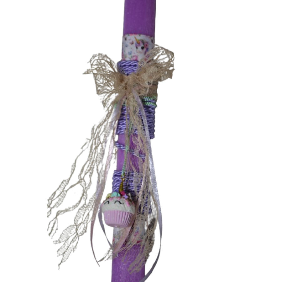 Χειροποίητη Αρωματική Λαμπάδα Κολιέ με στοιχείο Ταρτάκι μωβ (2026211)